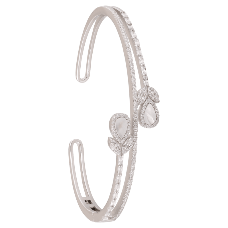 LeZilver's Elegant Dual-Band 92.5 Silver Kada for Women | Adjustable & Stone-Studded Design