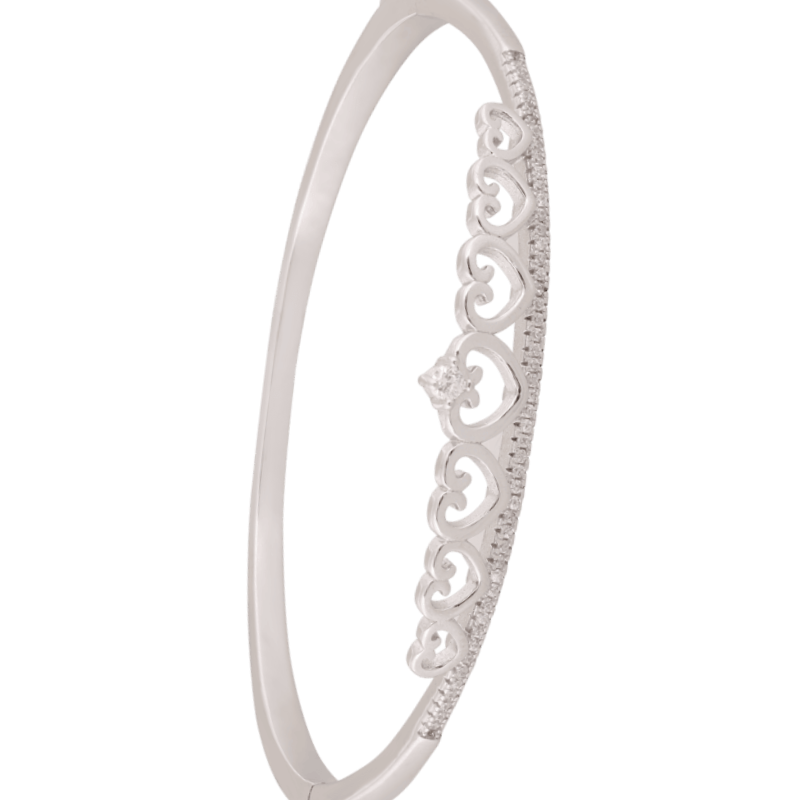 LeZilver's Heart Motif 92.5 Silver Kada for Women | Elegant Everyday & Festive Wear
