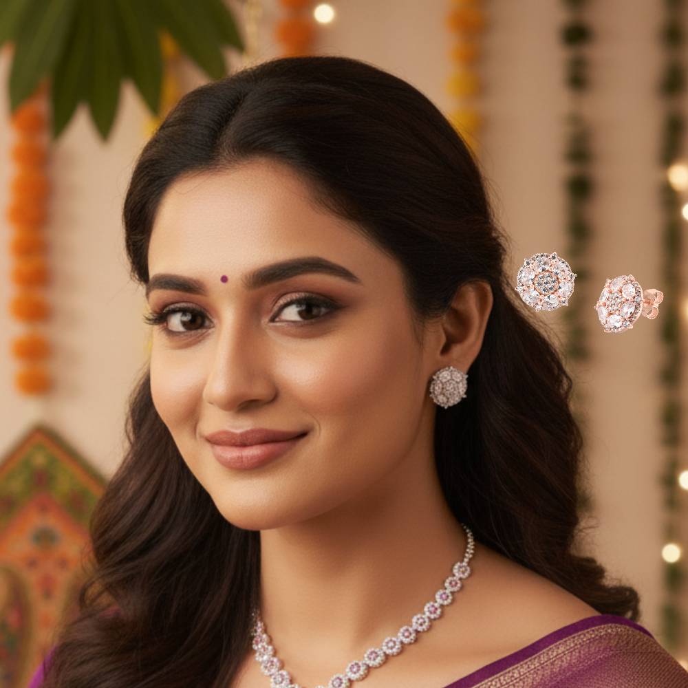 LeZilver's Rose Gold Earring Set For Women