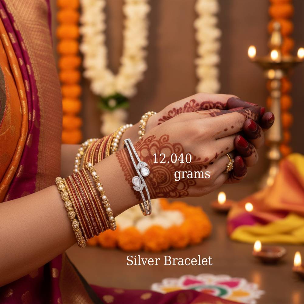 LeZilver's Elegant Dual-Band 92.5 Silver Kada for Women | Adjustable & Stone-Studded Design