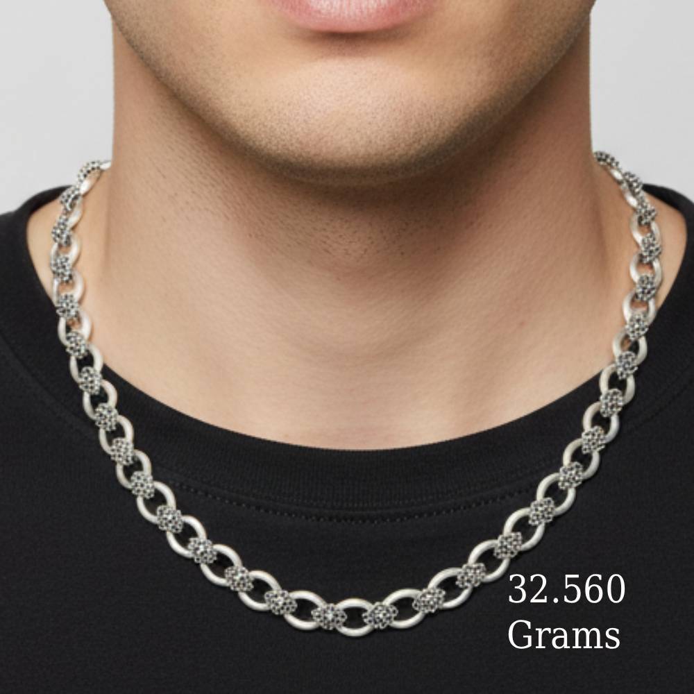 92.5 Sterling Silver Chain for Men by LeZilver | Modern, Masculine & Daily-Wear Friendly