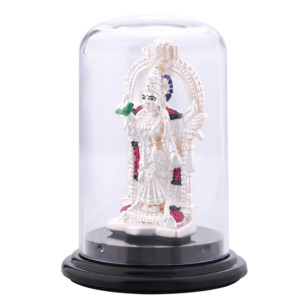 92.5 Pure Silver Madurai Meenakshi Amman Idol | Handcrafted Murti | Pan India Delivery