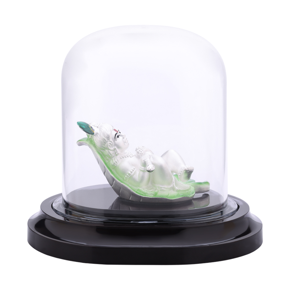 LeZilver 92.5 Pure Silver Krishna Idol for Car Dashboard & Pooja Room � Handcrafted Divine Murti