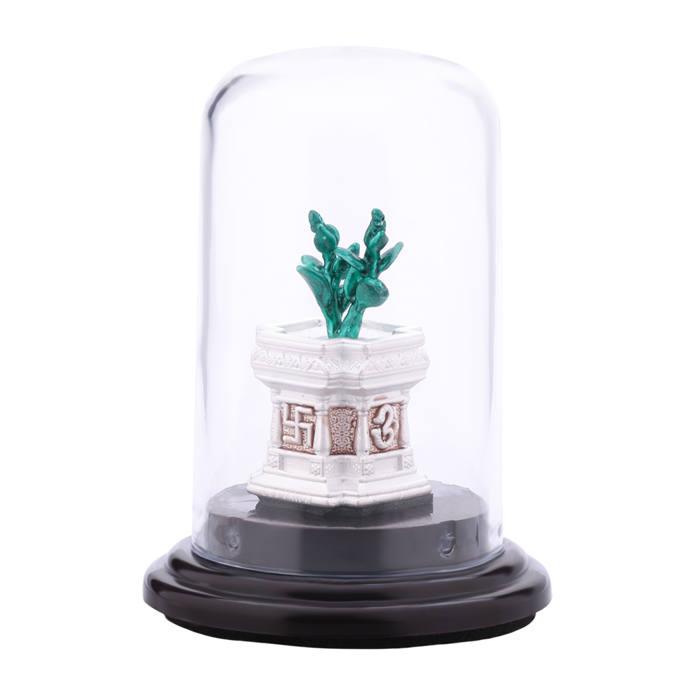 LeZilver Tulsi Vrindavan Pure Silver Idol in Glass Dome � Auspicious Tulsi Pot ( 5.31gms)