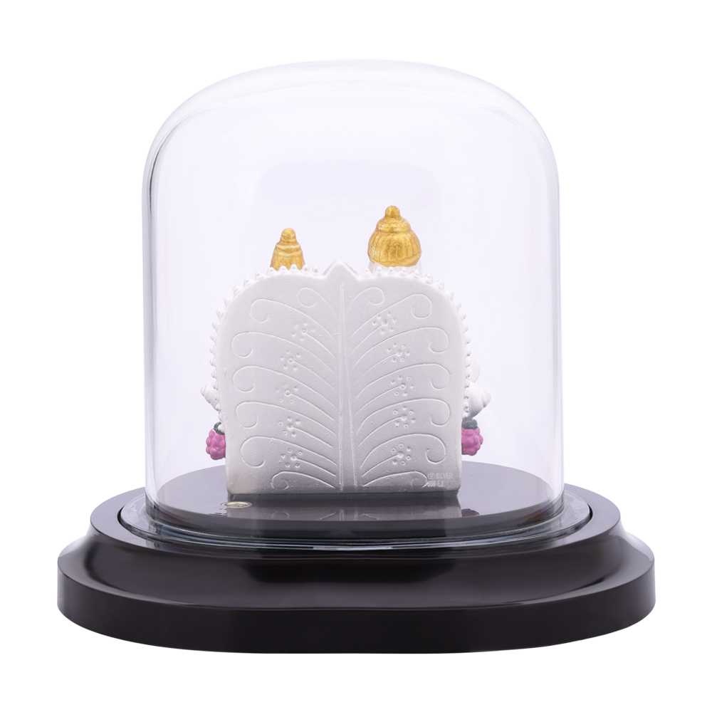 Lezilver Silver Lakshmi Narayan Pure Silver Idol in Glass Dome � Handcrafted Divine Pair  ( 16.78 gms)
