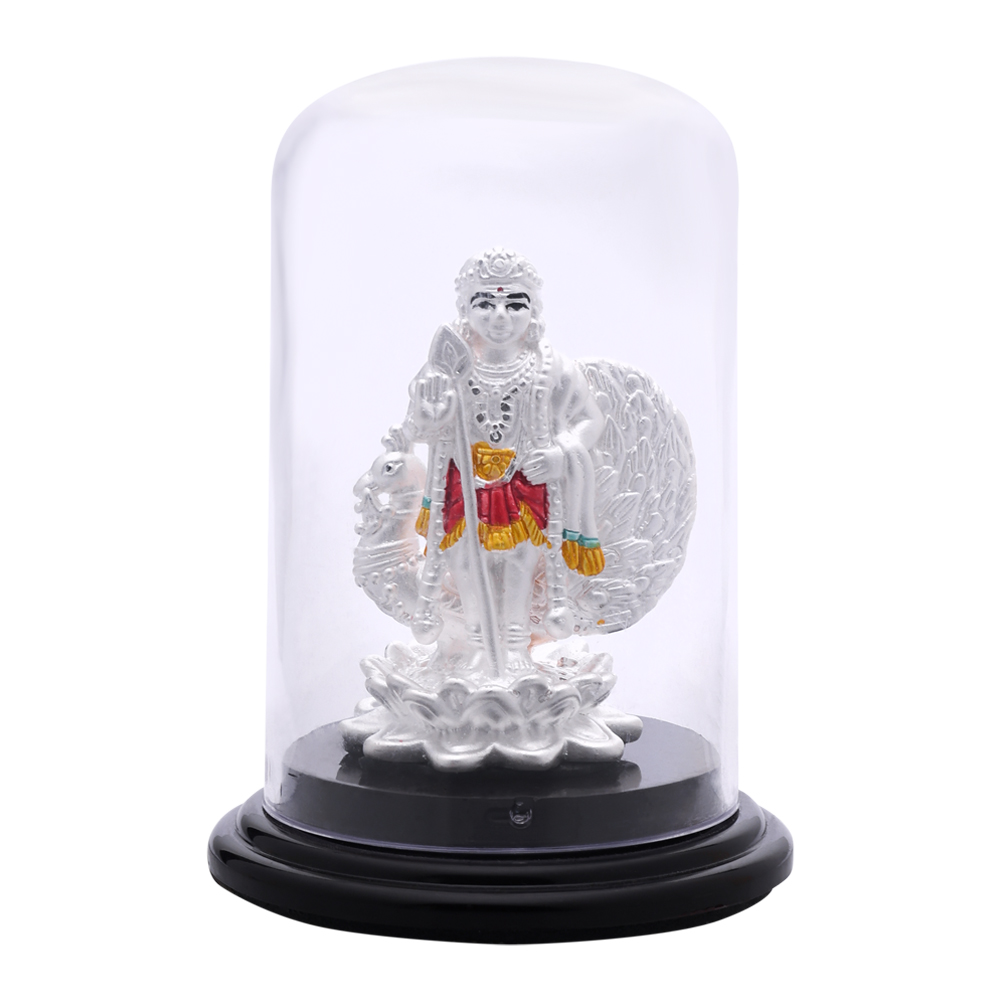 Divine Silver Murugan Idol � Handcrafted Subramanya Swamy Statue for Home & Puja ( 12.46 gms)