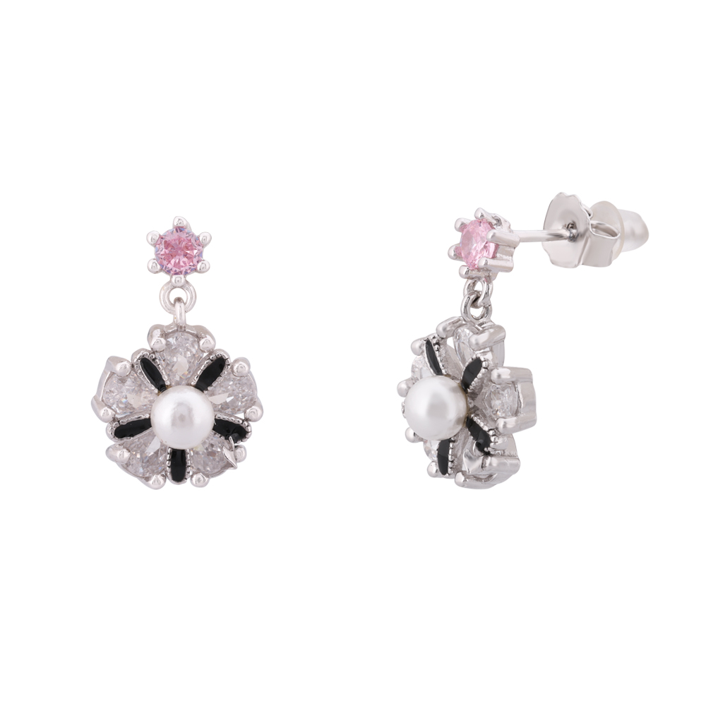 LeZilver 92.5 Pure Silver Baby Earrings | Safe Anti-Allergic Silver Studs for Baby Girls | Perfect Baby Shower & Newborn Gift