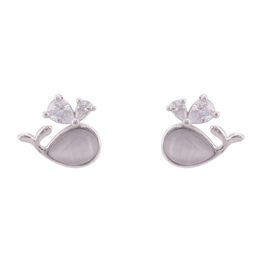 LeZilver Fish Motif Silver Baby Earrings | 92.5 Pure Silver Studs for Baby Shower & Newborn Gifting