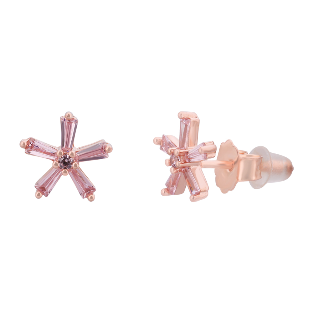 LeZilver Star Glow Baby Earrings | 92.5 Pure Silver Rose Gold Studs for Babies | Lightweight Baby Shower Gift