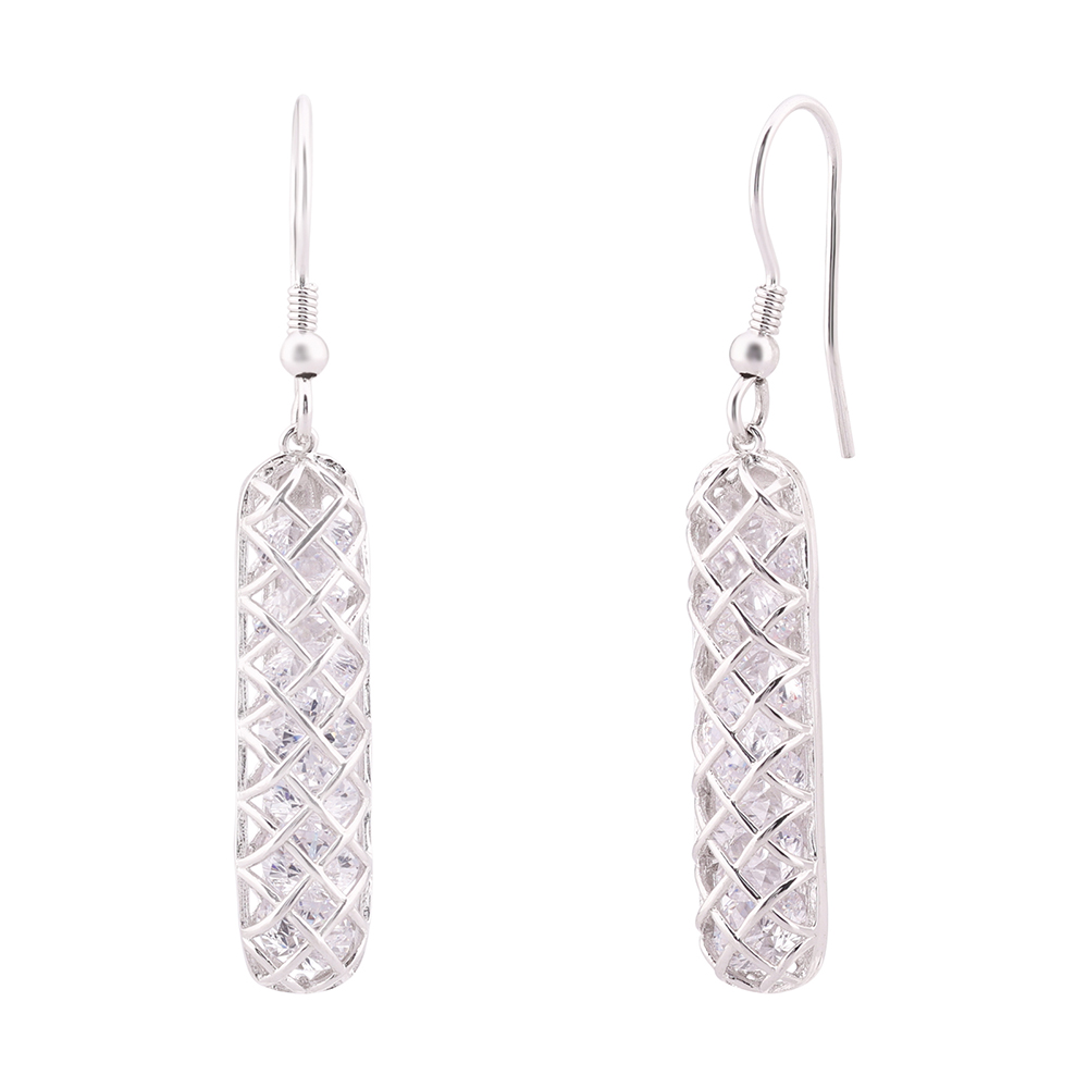 LeZilver Linea 92.5 Pure Silver Bar Earrings for Women | Modern Daily Essential